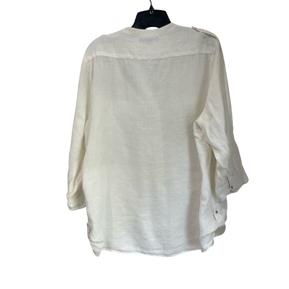Creation White Linen Button Down Size XXL - Picture 2 of 9